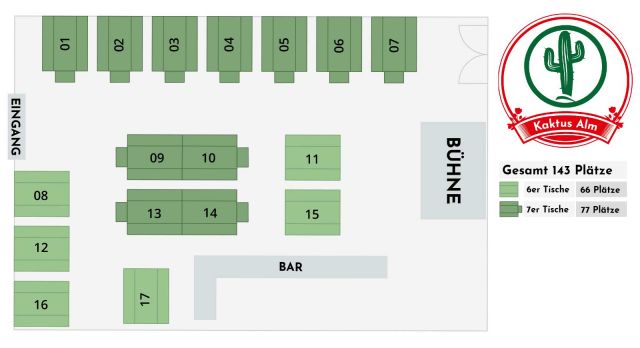 Sitzplan Kaktus Alm © Kaiser Wiesn im Wiener Prater